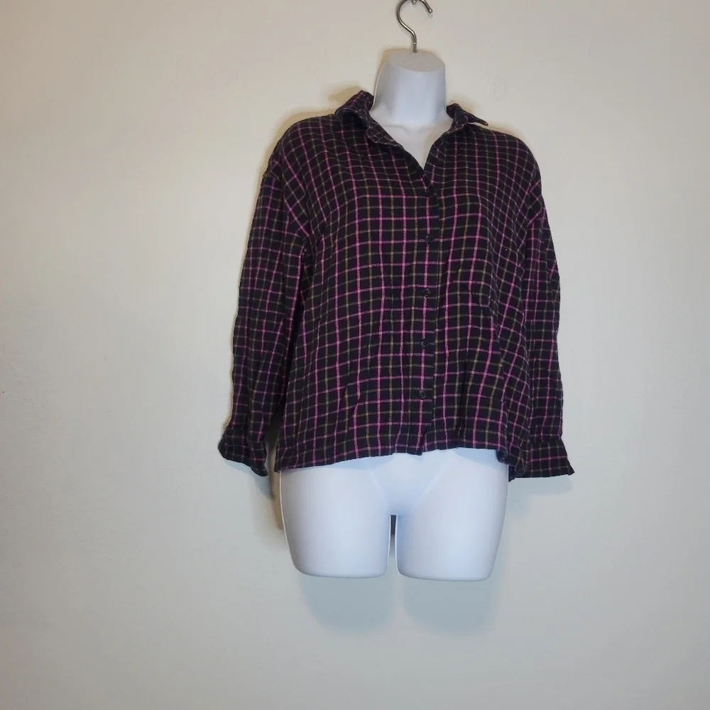 Madewell Flannel Westlake plaid long sleeves boxy top